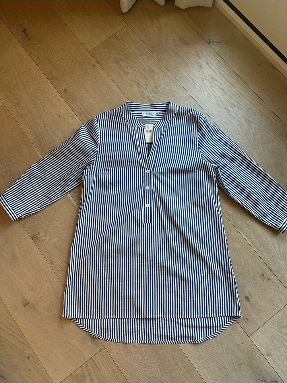 Harshman Women’s Navy & White Striped Henley Tunic